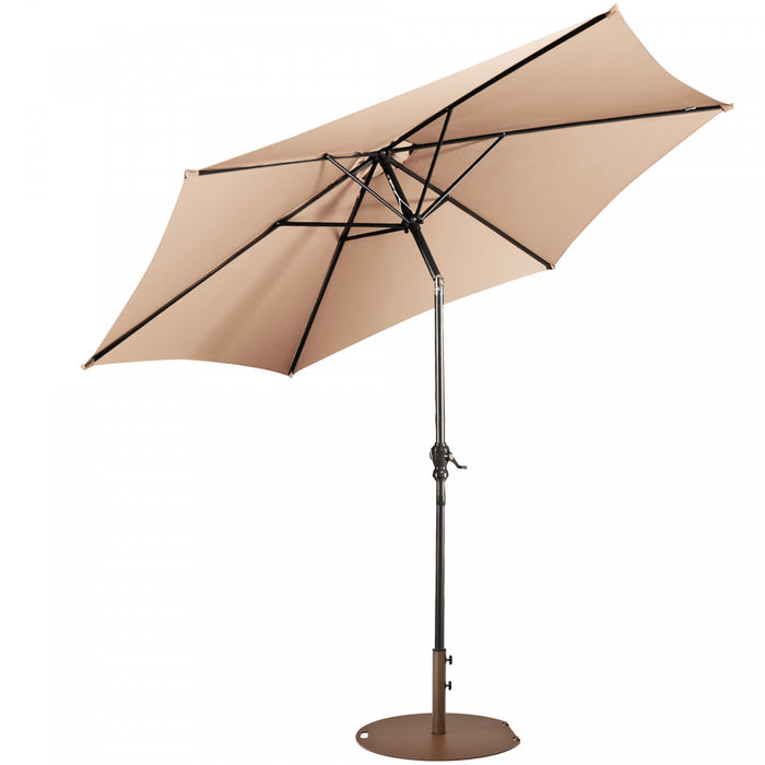 Costway 9ft Patio Umbrella Outdoor W/ 50 LBS Round Umbrella Stand W/ Wheels
