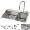 MultiSINK 33 in. D10in. Dual Mounted 60/40 Workstation Kitchen Sink, Waterfall Faucet,Stainless Steel - H-XN30 Laundry Combo | Evier poste de travail MultiSINK 33 po 60/40, prof. 10 po, double pose, robinet cascade, inox - H-XN30