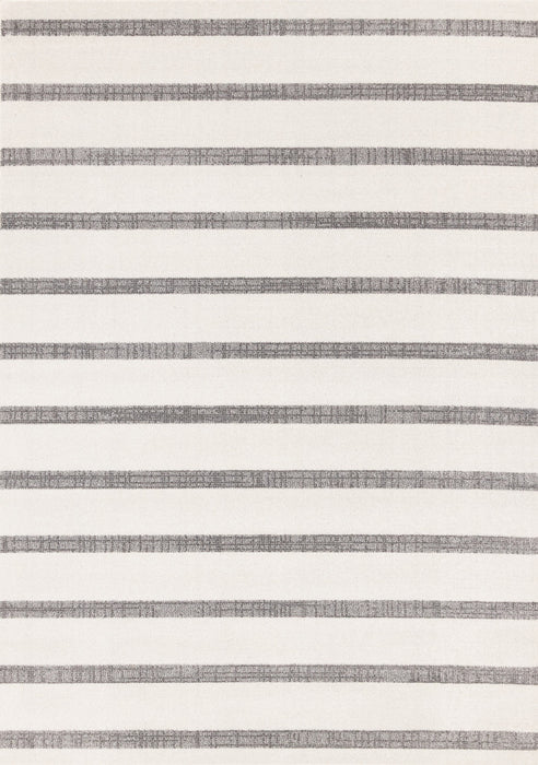 Covington Grey White Striped Rug, 7'10\" x 10'6\" Indoor Area Rug