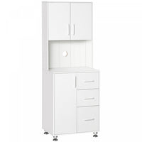 HOMCOM Modern Kitchen Cupboard Storage Organizer Microwave Cabinet, White