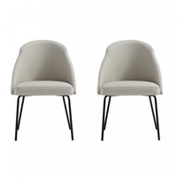 Gracie Modern Vegan Leather Metal Dining Chair in Stone Gray and Black - Set of 2