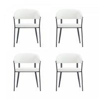 Belle Modern Metal Upholstered Dining Chair in White - Set of 4