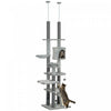 Pawhut Cat Tower For Large Cats Floor To Ceiling Cat Tree For Indoor Cats Adjustable Height 89\" -100\" Multi Levels Cat Climbing Tower With Scratching Posts, Cozy Condo, Ramp