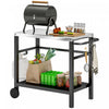 Outsunny Outdoor Grill Dining Cart with Stainless Steel Tabletop, 2-Shelf BBQ Movable Pizza Oven Stand with Shelf, Hooks, Wheels, Charcoal Grey