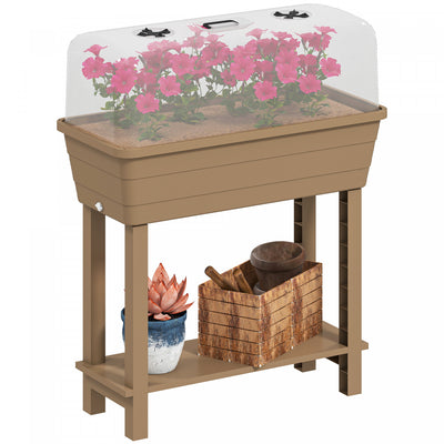 Outsunny 41L Self Watering Raised Garden Bed, Planter Box, Brown