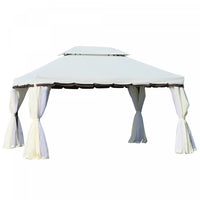 Outsunny 13' X 10' Outdoor Patio Gazebo Canopy With 2-tier Polyester Roof, Vented Mesh Sidewall & St