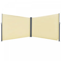 Outsunny Patio Retractable Double Side Awning, Folding Privacy Screen Fence, Privacy Wall Corner Div