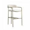 Serene Mid-Century Modern Metal Upholstered Counter Stool in Alabaster