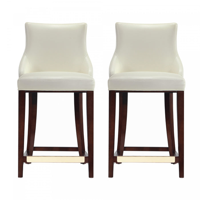Shubert Modern Wood Upholstered Counter Stool in Ivory - Set of 2