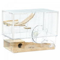Pawhut Hamster Cage, Transparent Small Animal House With Deep Bottom, Wooden Ramp, Hut, Bathroom And Exercise Wheel For Hamster And Gerbil, 23.2