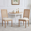 Oliver Solid Wood Rubberwood Dining Chair Set of 2 with Upholstered Seat Cane Backrest and Fluted Legs,Beige | Oliver lot de 2 chaises de salle a manger en bois massif (hevea) avec assise rembourree, dossier en cannage et pieds canneles, beige