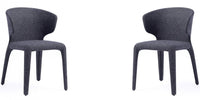 Manhattan Comfort Set of 2 Conrad Modern Woven Tweed Dining Chairs - Black