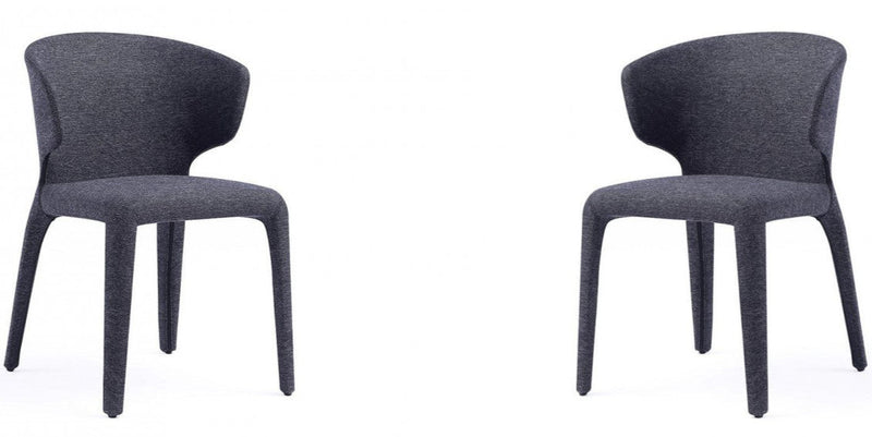 Manhattan Comfort Set of 2 Conrad Modern Woven Tweed Dining Chairs - Black
