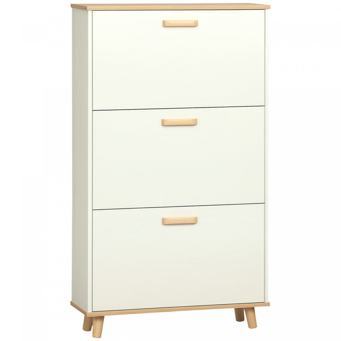 HOMCOM 12 Pair Shoe Storage Cabinet w/ Flip Drawers for Entryway White