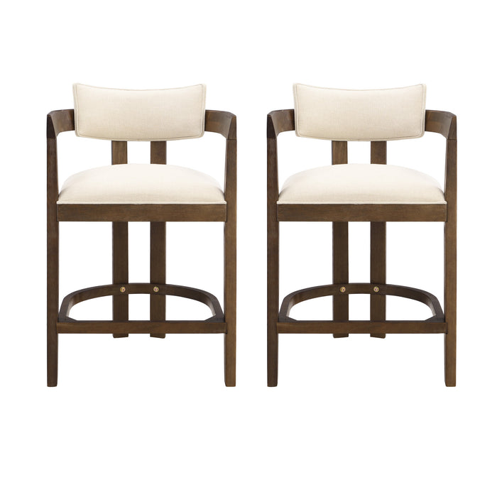 Lucas 26\" Rubberwood Counter Height Bar Stool with Upholstered Seating Set of 2,Walnut Dining Chair