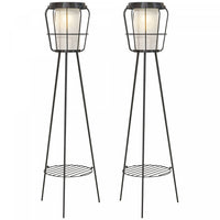 Outsunny Set Of 2 LED Garden Lights Solar Or Usb Rechargeable Lamp Set