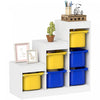 Qaba Toy Storage Organizer with 6 Plastic Bins, 3 Layers Children Toy Storage with Anti-tipping Design, for Ages 3–8 Years, Study Room, Playroom, Yellow & Blue