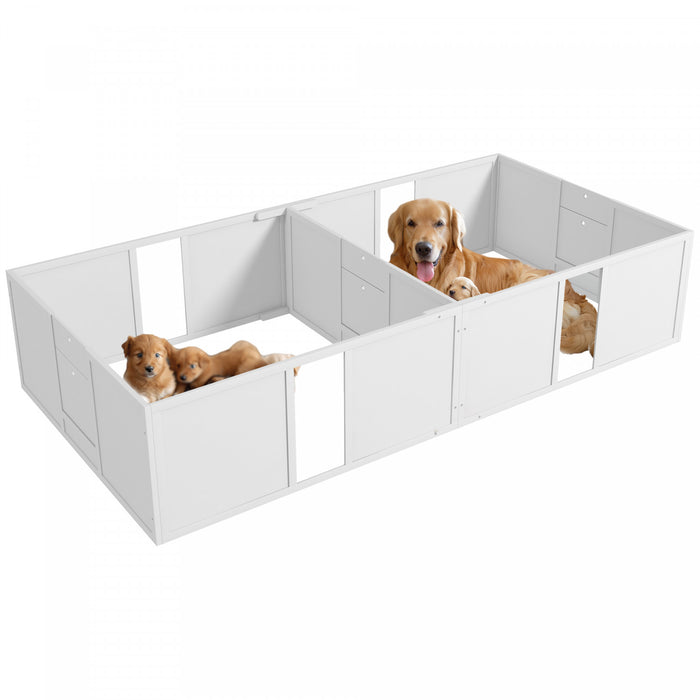 Pawhut Whelping Box For Dogs And Puppies, Dog Whelping Pen, Dog Birth Supplies Indoor With Removable Adjustable Height Doors, For Large Sized Dogs, 96\" X 47\" X 19\"