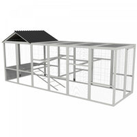 Pawhut Outdoor Wooden Chicken Coop With Run, Ramps, Perches, Storage, Backyard Hen House With Combin
