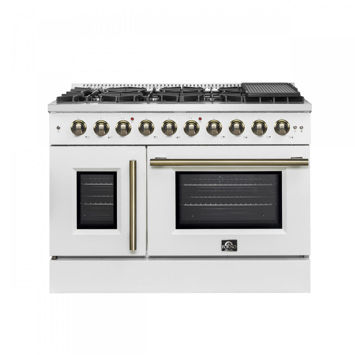Forno Galiano 48\" White Gas Range, 4.32 cu.ft- FFSGS6444-48WHT