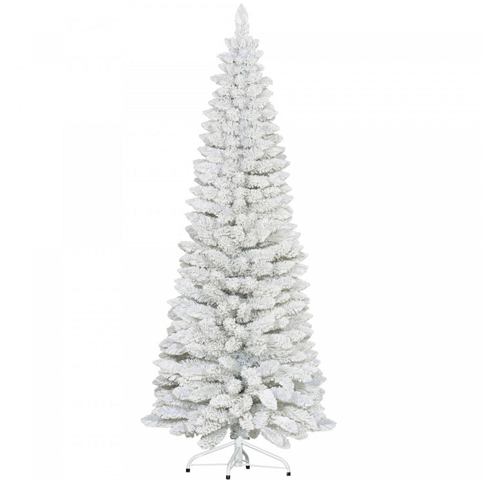 Homcom Snow Flocked Pencil Christmas Tree With Realistic Branch Tips White