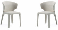 Manhattan Comfort Set of 2 Conrad Modern Woven Tweed Dining Chairs - Wheat