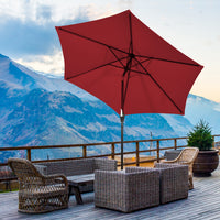 Costway 10Ft Outdoor Market Patio Table Umbrella Push Button Tilt Crank Lift Burgundy Burgundy