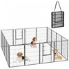 PawHut 16 Panels Dog Playpen, 27\" W x 31.5\" H Portable Heavy Duty Pet Fence with Door & Strap for Indoor Outdoor Backyard Garden, Foldable Puppy Pet Pen for Medium Dogs