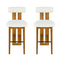 Sophia Indoor Modern Rubberwood Bar Stool Set of 2 with Supportive Backrest,White&Walnut