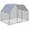 Pawhut Galvanized Large Metal Chicken Coop Cage Walk-in Enclosure Poultry Hen Run House Playpen Rabbit Hutch With Cover For Outdoor Backyard 9.2' X 6.2' X 6.5' Silver