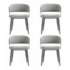 Luce Modern Textured Vegan Leather Metal Dining Chair in Stone Gray - Set of 4