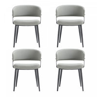 Luce Modern Textured Vegan Leather Metal Dining Chair in Stone Gray - Set of 4