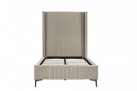 Promenade Mid-Century Modern Upholstered Velvet Twin Bed in Rustic Taupe 