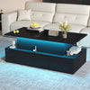 Daniel Lift-Top Coffee Table with LED Lighting and 4 Drawers,Black | Daniel table basse relevable – table basse avec eclairage LED et 4 tiroirs, noir