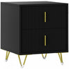 HOMCOM Nightstand, Bedside Table, Side End Table w/ 2 Drawers, Metal Legs