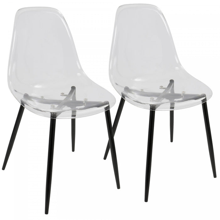 LumiSource Clara Black Clear Mid-Century Modern Dining Accent Chair - Set of 2