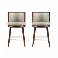 Evalyn Modern Wood Upholstered Counter Stool in Stone - Set of 2