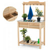 Costway Outdoor Garden Potting Bench Table Wooden Work Station W/metal Top Open Shelf
