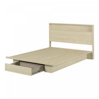 Fusion Platform Bed And Headboard With Storage Shelf Set Bleached Oak - South Shore Queen Bed