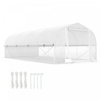 Outsunny 19.5' X 10' Tunnel Greenhouse Green House With Mesh Sidewalls Door