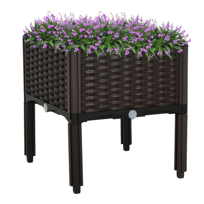 Outsunny Raised Garden Bed Pp Raised Flower Bed Vegetable Herb Grow Box Stand
