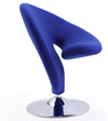 Manhattan Comfort Curl Polished Chrome Wool Blend Swivel Accent Chair - Blue