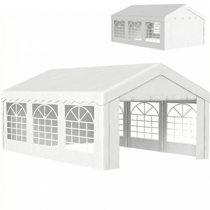 Outsunny 20'x13' Heavy Duty Party Tent, Carport Garage Canopy, White