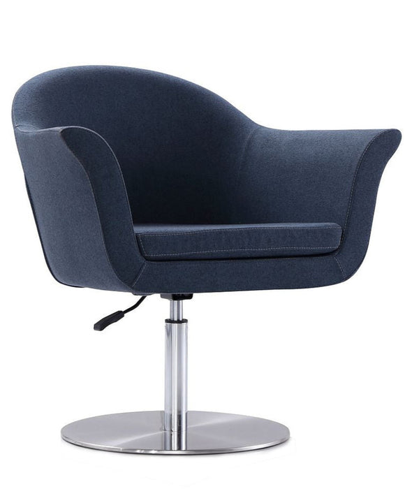 Manhattan Comfort Voyager Brushed Metal Woven Swivel Adjustable Accent Chair - Smokey Blue