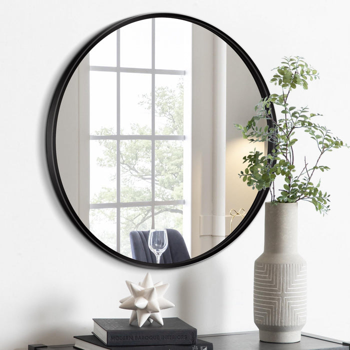 Arcus 24\" X 24\" Hand Crafted Round Mirror - Black