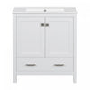 Erica 30\" Solid Wood Bathroom Vanity With Single Ceramic Sink, Soft-close Doors, And Multifunctional Storage - White