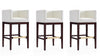 Kingsley Mid-Century Modern Wood Upholstered Barstool in Ivory - Set of 3