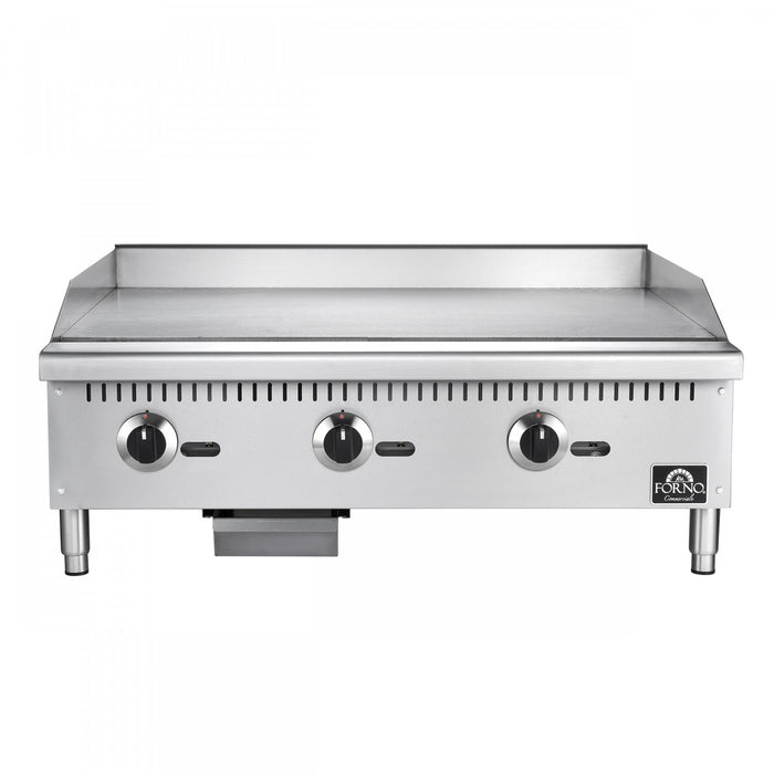 FORNO Commerciale 36 Inch Gas Griddle, 3 Burners, 90,000 BTUs, Stainless Steel - FCMGG0055-36