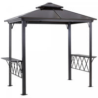 Outsunny 9' X 5' Grill Gazebo, Bbq Canopy With 2-tier Pc Roof, Shelves