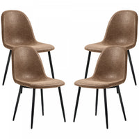 HOMCOM Retro Dining Chairs Set of 4 with PU Leather Upholstery, Steel Frame